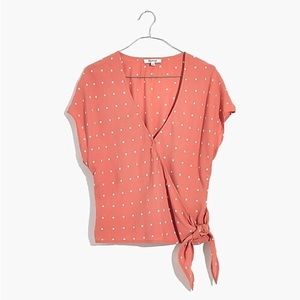 Sash-Tie Wrap Top in Polka Dot